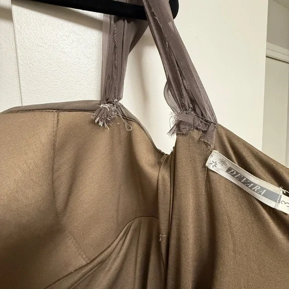 Elegant One-Shoulder Dress in Taupe - Picture 13 of 13